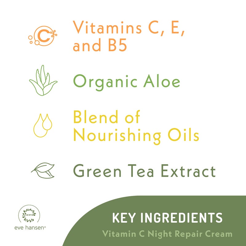 Eve Hansen Vitamin C Night Cream for Face and Neck - Hydrating, Brightening, Anti-Aging Moisturizer for Mature, Dry Skin - Non-Greasy - 2 oz - Image 5