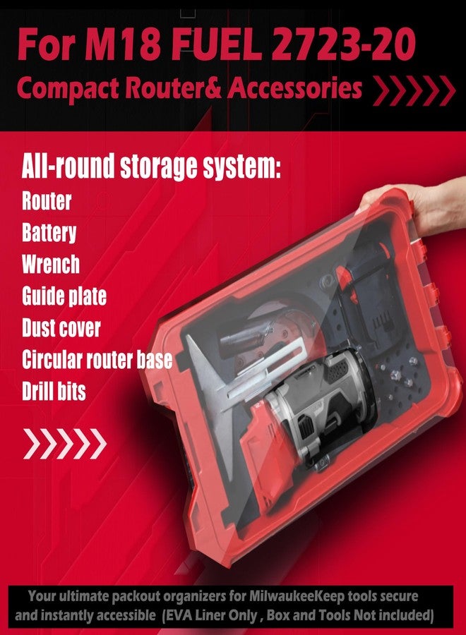 UNISOLODECHO Foam Organizer Insert Fits Milwaukee Packout Box | Compatible with M18 FUEL Compact Router Models 2723-20 | EVA Foam Liner for Router Tool and Accessories (Tool and Tool Box NOT Included) - Image 5