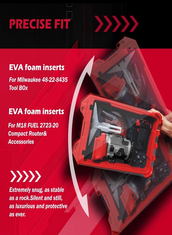 UNISOLODECHO Foam Organizer Insert Fits Milwaukee Packout Box | Compatible with M18 FUEL Compact Router Models 2723-20 | EVA Foam Liner for Router Tool and Accessories (Tool and Tool Box NOT Included) - Image 4