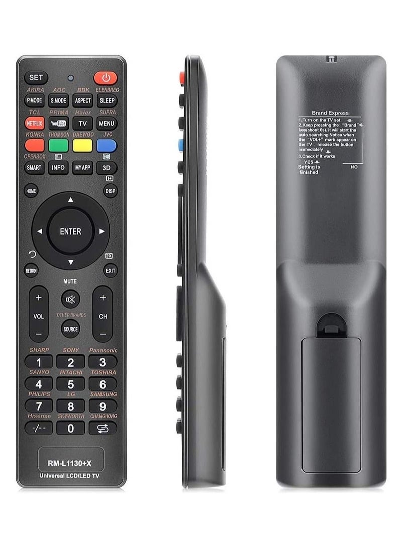 Universal RM-L1130+X Remote Control Fits for All Brand LCD LED 3D Smart TV, Sub Samsung, Vizio, LG, Sony, Sharp, Panasonic,Toshiba, TCL, Hisense, Philips, JVC, Haier - Image 1
