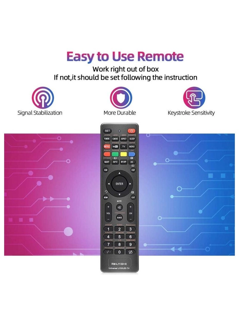 Universal RM-L1130+X Remote Control Fits for All Brand LCD LED 3D Smart TV, Sub Samsung, Vizio, LG, Sony, Sharp, Panasonic,Toshiba, TCL, Hisense, Philips, JVC, Haier - Image 4