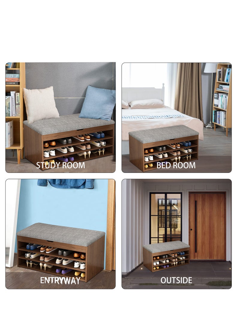 XiuWoo 3-Tier Nordic Style Shoe Rack Organizer Closet Cabinet Bench With Cushion Padded Seat For Home Bedroom Hallway Entryway  - Image 5