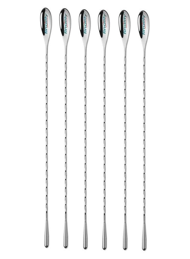 finality Long Attractive Spiral Design Perfect for Mixing and Layering Drinks, Mixing Spiral Spoon, Teardrop Twisted Design Bar Stirrer Bar Spoon & Cocktail Mixing Spoon - Set of 6 - Image 1