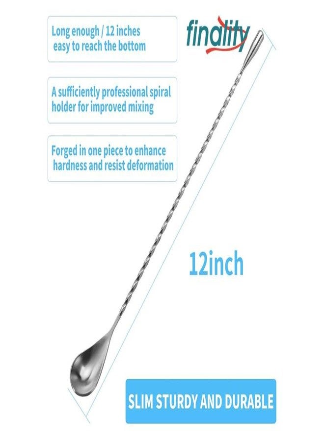 finality Long Attractive Spiral Design Perfect for Mixing and Layering Drinks, Mixing Spiral Spoon, Teardrop Twisted Design Bar Stirrer Bar Spoon & Cocktail Mixing Spoon - Set of 6 - Image 5