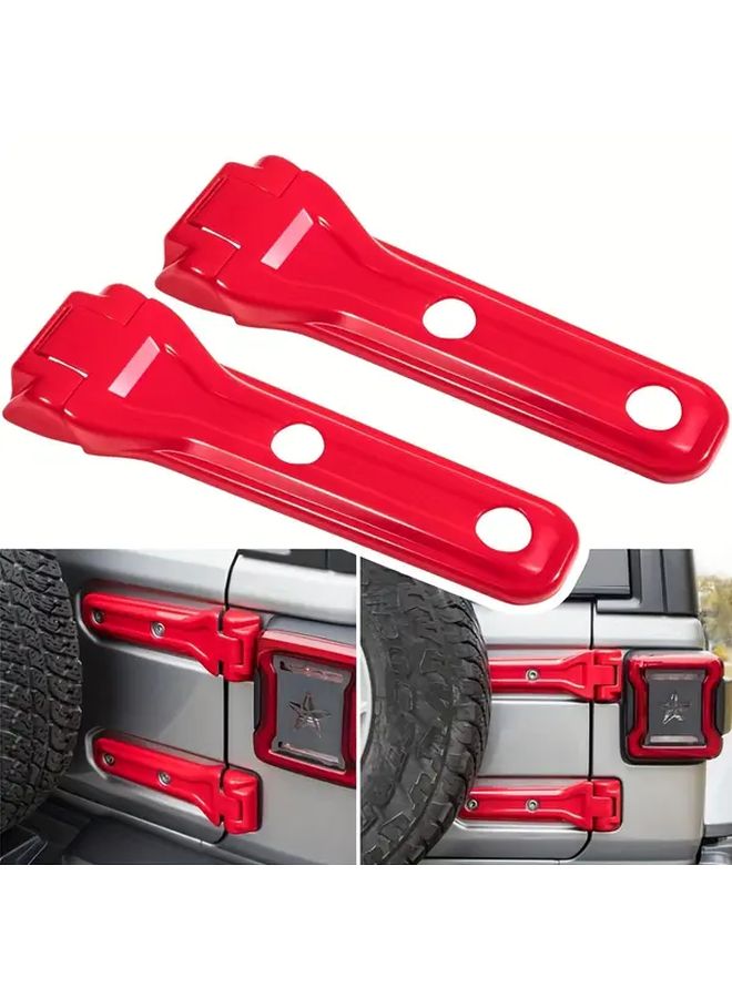 Red Tailgate Hinge Cover Trim For JL Truck Bed Durable 2pcs Vehicle Appearance Enhancement - Image 1