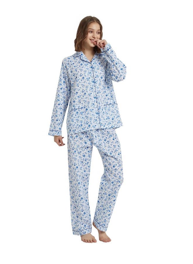 GLOBAL Womens Pajamas Set 100% Cotton Womens PJs Drawstring Sleepwear for Women Large - Image 3