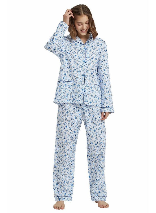 GLOBAL Womens Pajamas Set 100% Cotton Womens PJs Drawstring Sleepwear for Women Large - Image 1