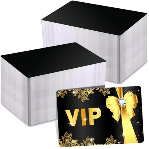 Marspark 300 Pcs Metal Engraving Blanks Multipurpose Aluminum Sheet Aluminum Business Card Blanks for Cnc Engraver Laser Engraving DIY Cards, Thickness 0.21 mm/ 0.01 Inch (Matte Black) - Image 1