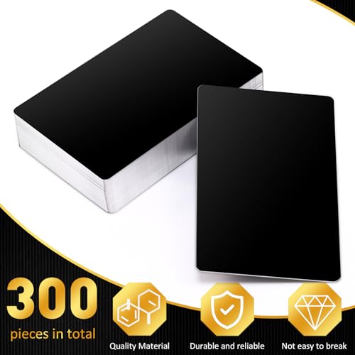 Marspark 300 Pcs Metal Engraving Blanks Multipurpose Aluminum Sheet Aluminum Business Card Blanks for Cnc Engraver Laser Engraving DIY Cards, Thickness 0.21 mm/ 0.01 Inch (Matte Black) - Image 3