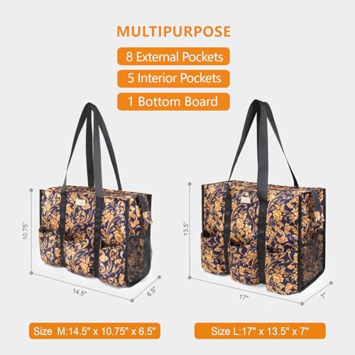 TOPDesign Utility Water Resistant Tote Bag with 13 Exterior & Interior Pockets, Top Zipper Closure & Thick Bottom Support, for Working Women, Teachers, Nurses, Accountants (Baroque Gold) - Image 2