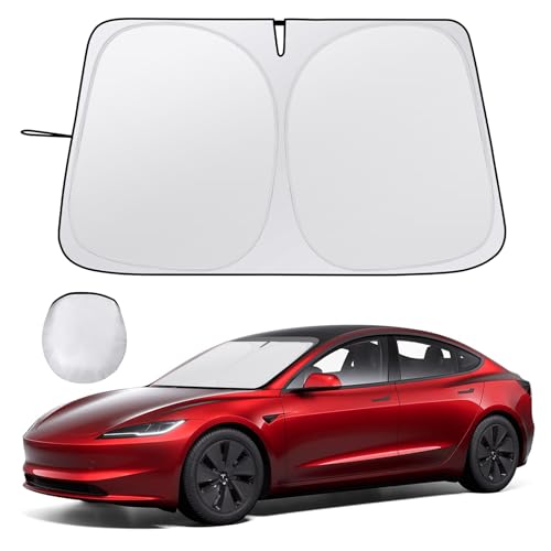 Clothclose Car Windshield Sunshade for Tesla Model Y/3 - Folding Front Window Sun Shade Cover with Upgraded UV Protection Fabric, Professional Accessories for Tesla Model 3/Y 2016 to 2025 with a Storage Bag - Image 1