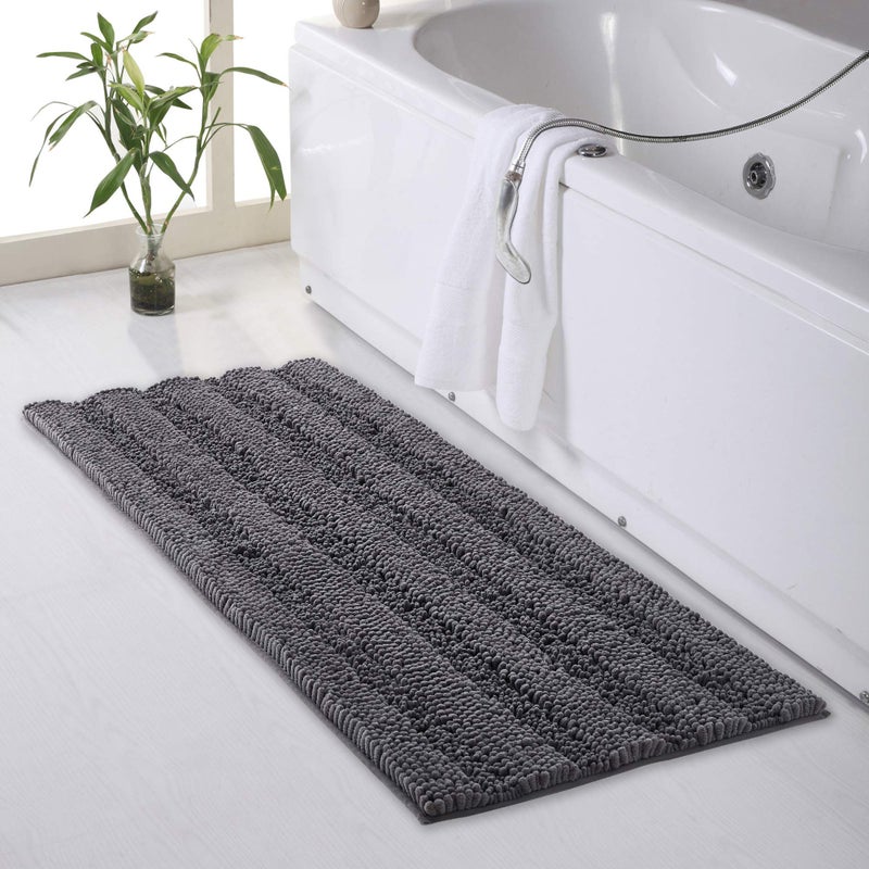 KGORGE Grey Bathroom Rugs Water Absorbent Bath Mat Gifts Thick Shaggy Floor Cover Quick Drying Shower Carpet for Toilet Shower Kitchen 47 x 24 1 Pc