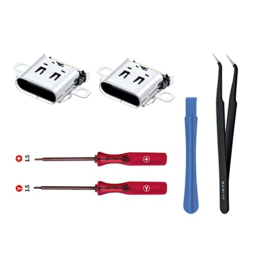Mcbazel 2 Pack Replacement Type C Port for Switch, USB C Charging Port Charger Socket Connector Repalcement Repair Kit Accessories for Switch - Image 1
