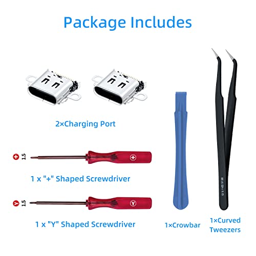 Mcbazel 2 Pack Replacement Type C Port for Switch, USB C Charging Port Charger Socket Connector Repalcement Repair Kit Accessories for Switch - Image 5