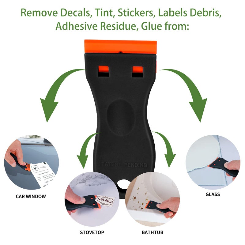 DEKEones Plastic Razor Blade Scraper, 2 Pack Razor Scraper with 120 Pcs Razor Blades for Removing Glue, Sticker, Decals, Tint from Car Window and Glassï¼ˆBlackï¼‰ - Image 5