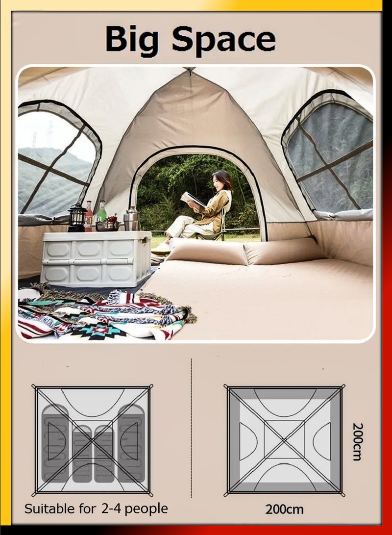 Cyber 4 Person Automatic Pop-Up Camping Tent | Waterproof & Windproof Hydraulic Dome Tent with 4-Sided Ventilation and UV Protection | Portable Outdoor Shelter for Beach, Hiking, Fishing & Picnic - Image 4