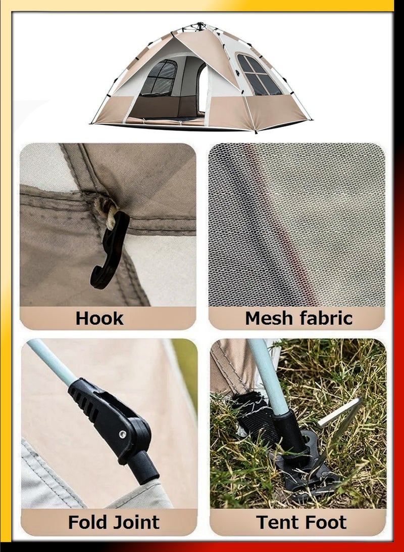 Cyber 4 Person Automatic Pop-Up Camping Tent | Waterproof & Windproof Hydraulic Dome Tent with 4-Sided Ventilation and UV Protection | Portable Outdoor Shelter for Beach, Hiking, Fishing & Picnic - Image 2