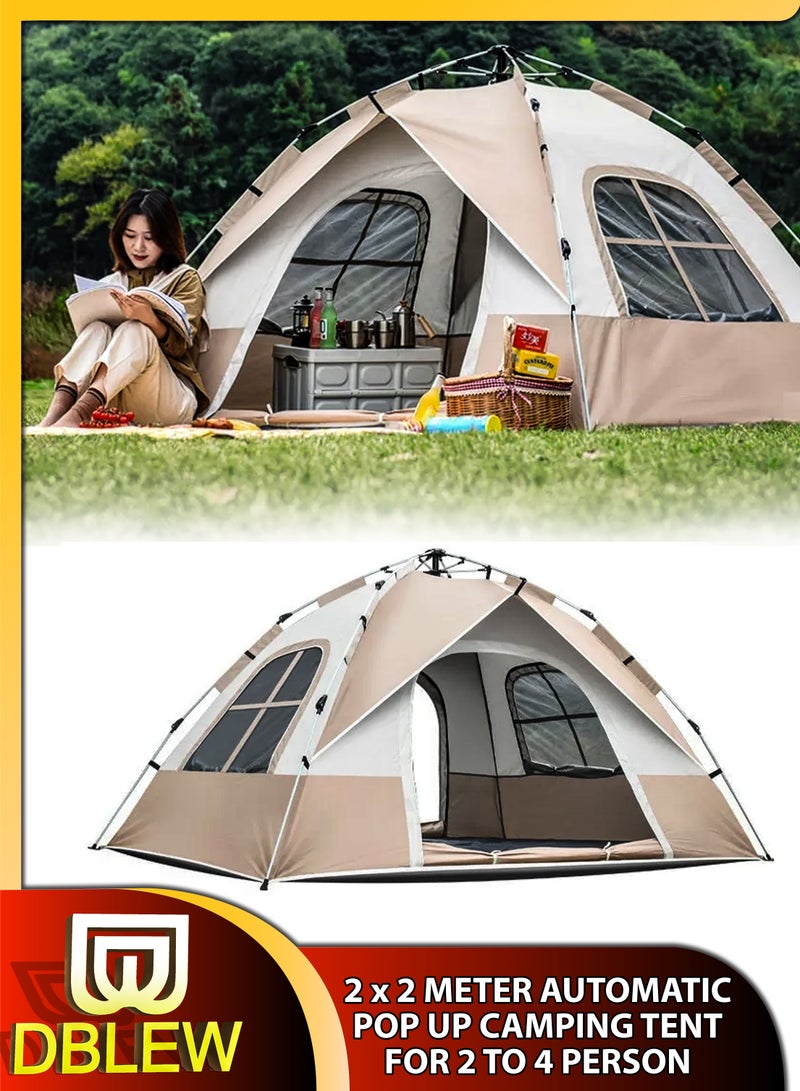 Cyber 4 Person Automatic Pop-Up Camping Tent | Waterproof & Windproof Hydraulic Dome Tent with 4-Sided Ventilation and UV Protection | Portable Outdoor Shelter for Beach, Hiking, Fishing & Picnic - Image 1