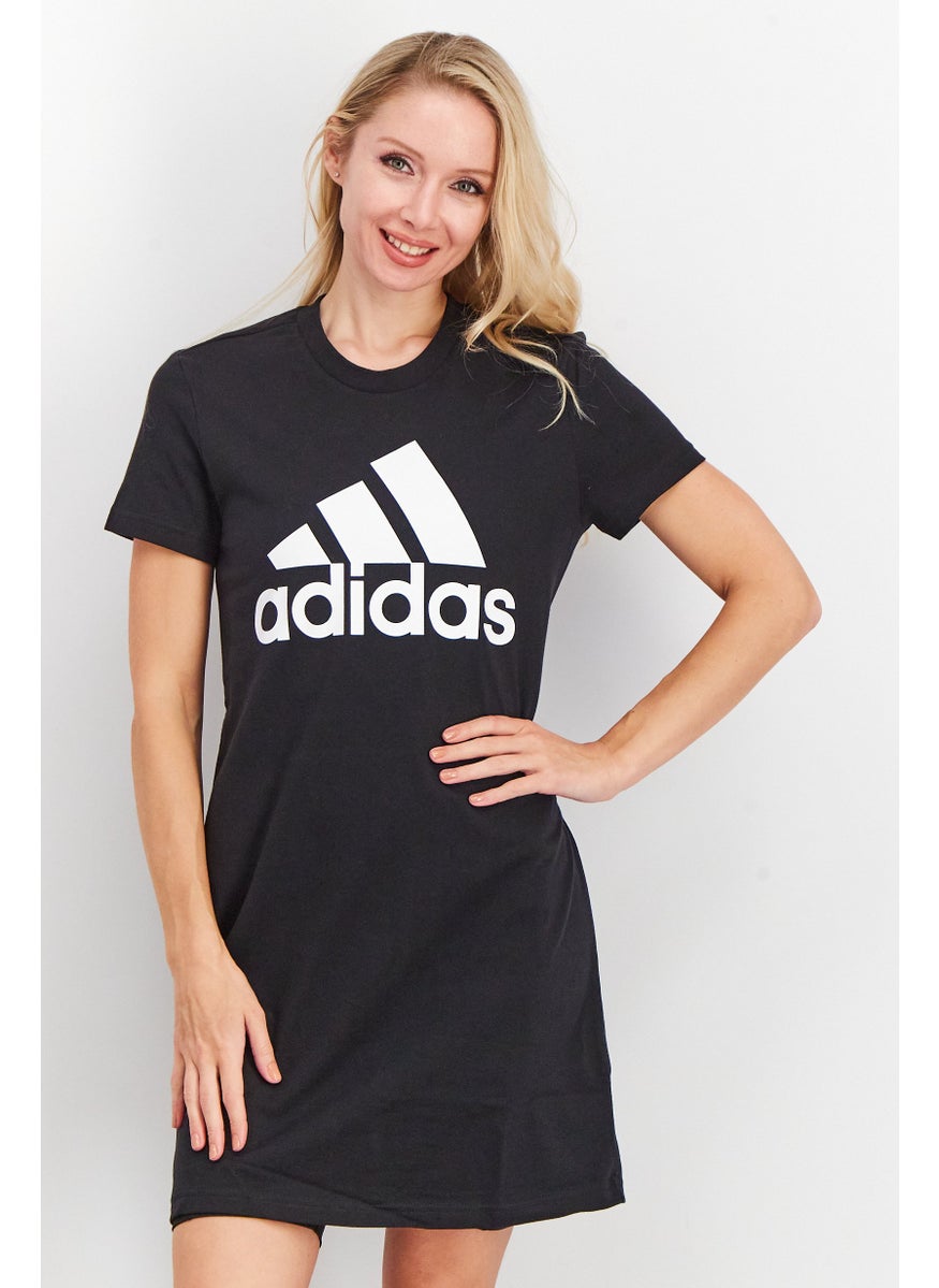 Adidas Women Sportswear Fit Short Sleeve Mini Dress, Black  - Image 1