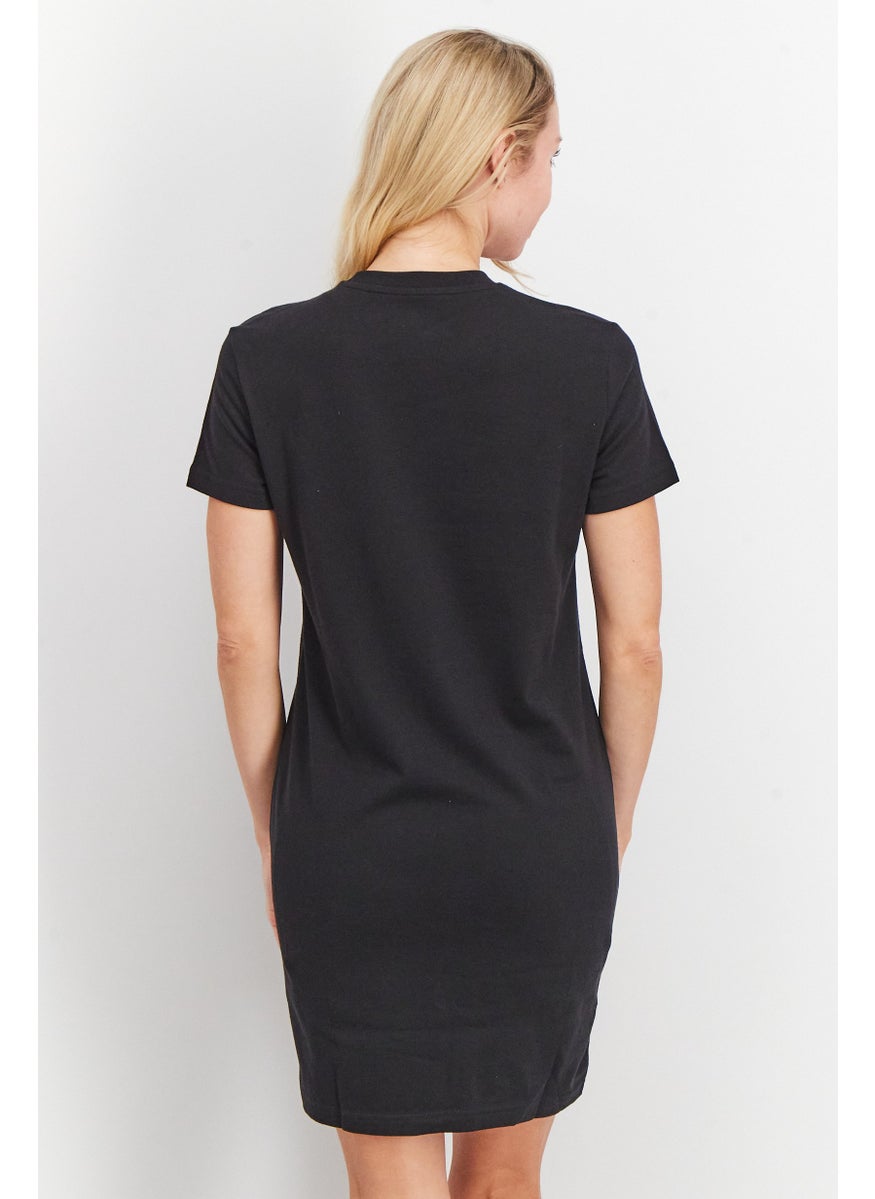 Adidas Women Sportswear Fit Short Sleeve Mini Dress, Black  - Image 3
