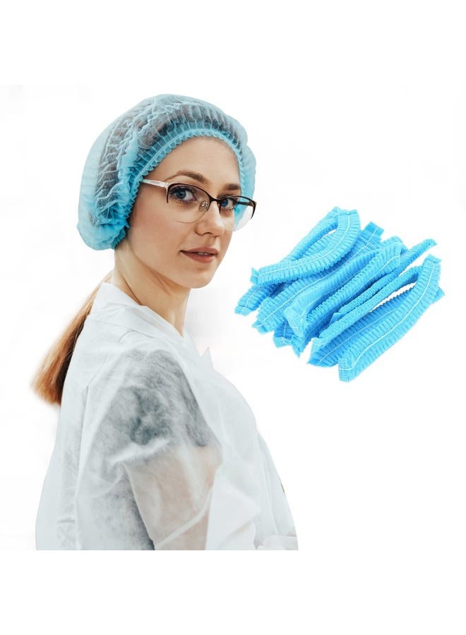 Wecolor 100 Pack 21" Disposable Nonwoven Bouffant Caps Hair Net for Hospital Salon Spa Catering and Dust-free Workspace (blue) - Image 1