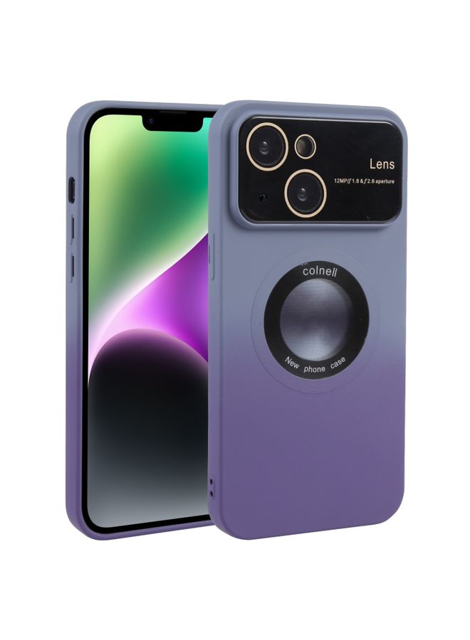 BGM Case Cover For iPhone 15 Plus Gradient Silicone Shockproof Magsafe Phone Case with Lens Film Grey Purple