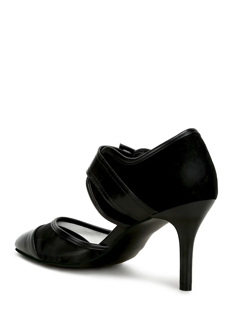 London Rag Buckle Detail Pump Sandals in Black