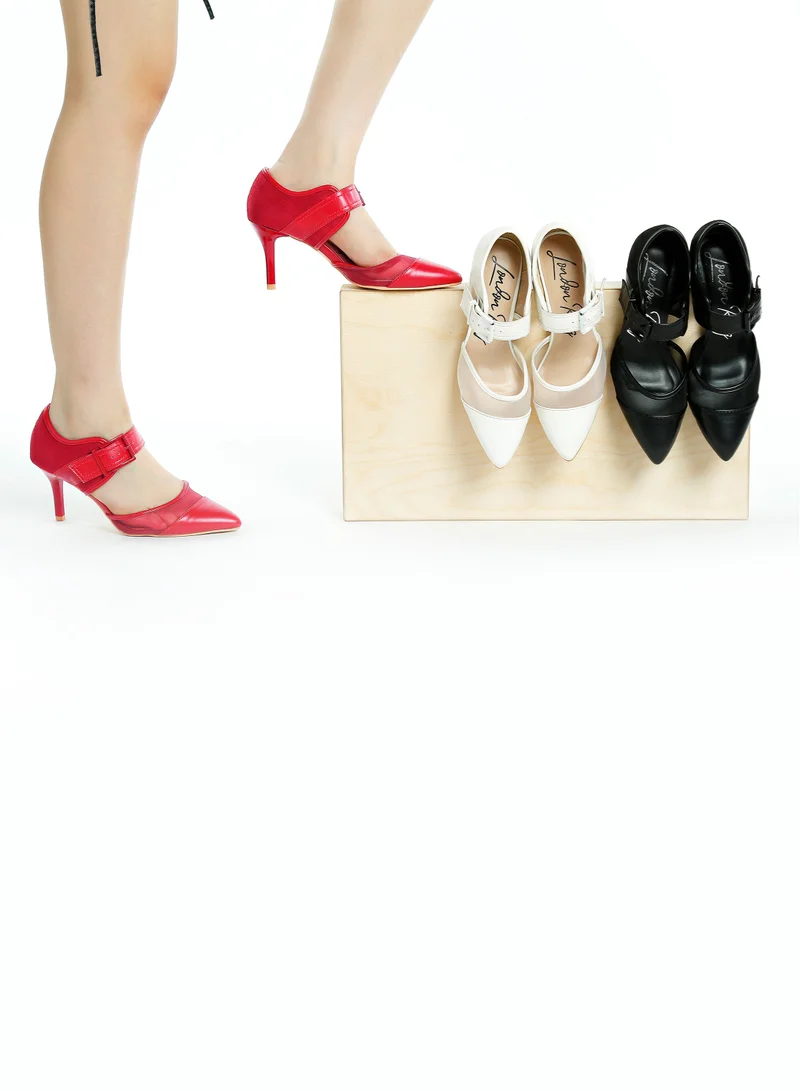 London Rag Buckle Detail Pump Sandals in Black