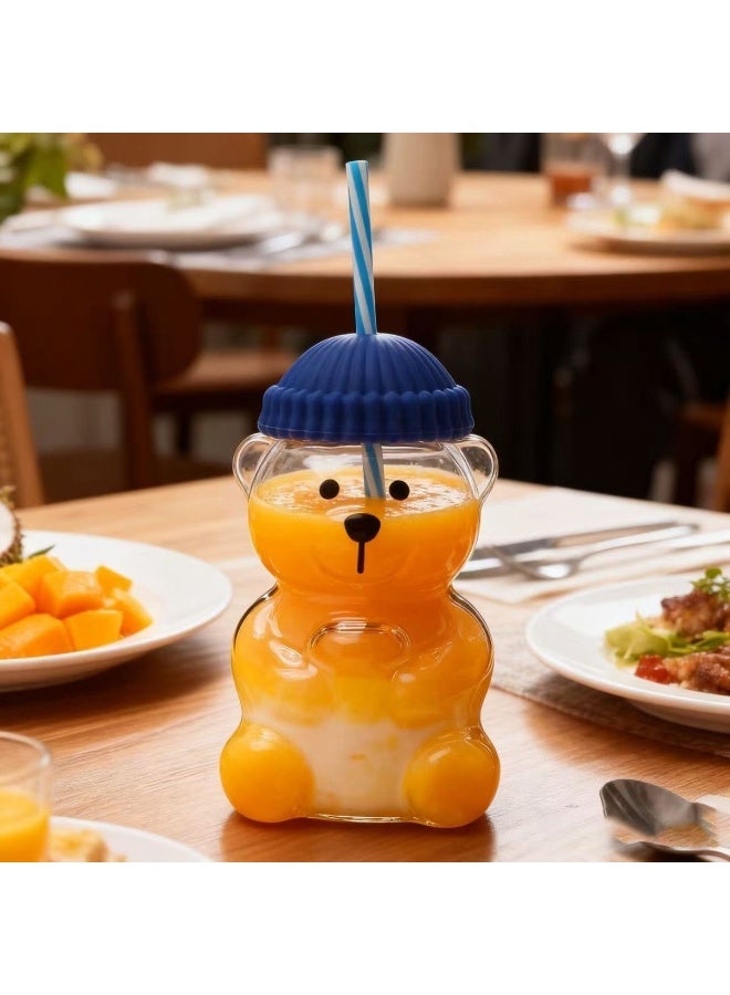 general 2025 Bear Glass Jar Cup Tumbler w Straw for hot coffee - Image 2