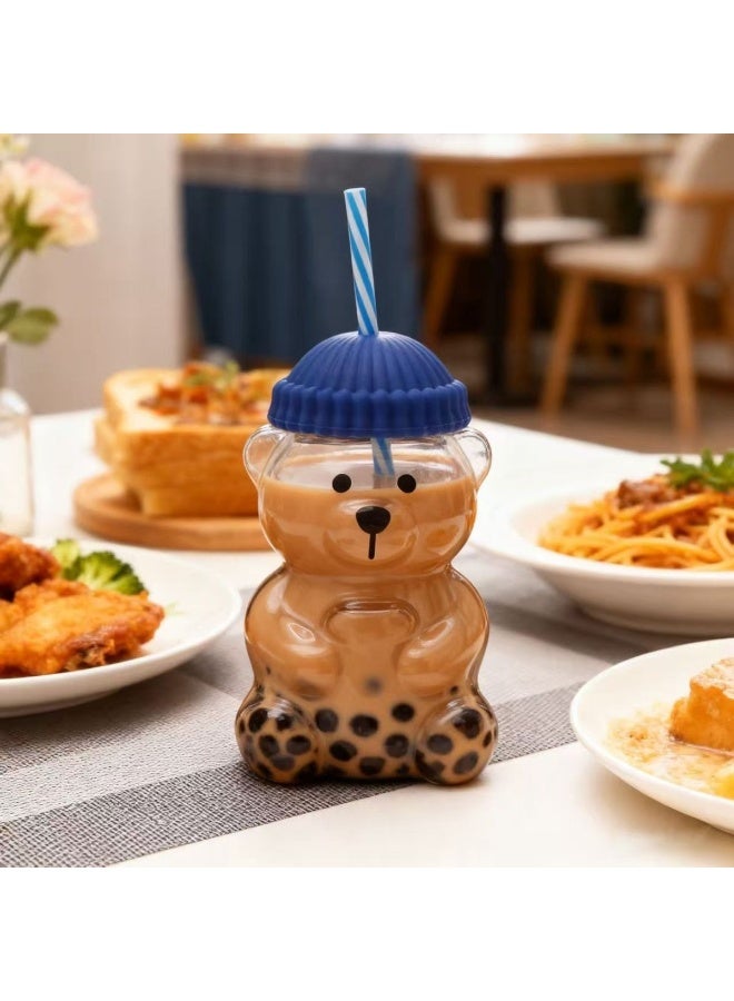 general 2025 Bear Glass Jar Cup Tumbler w Straw for hot coffee - Image 3