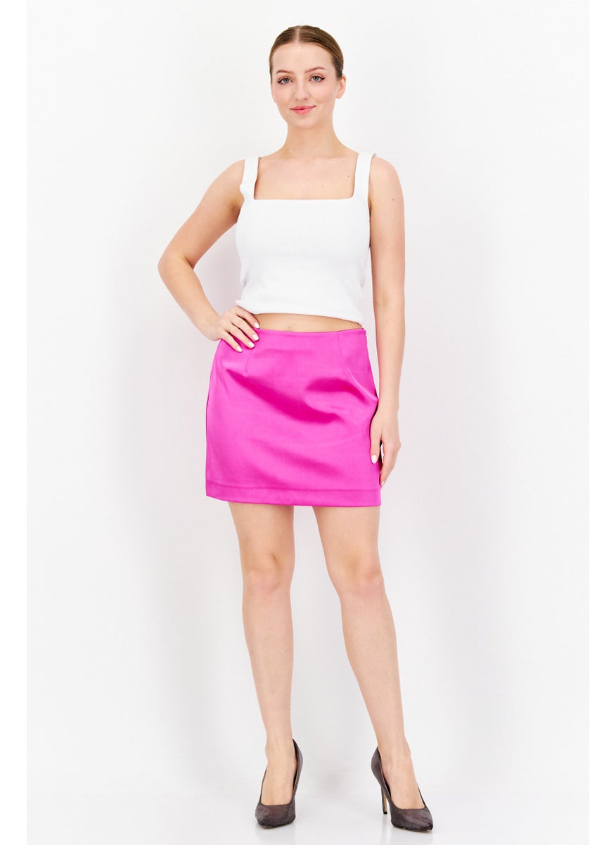 RIVER ISLAND Women Solid Mini Skirts, Bright Pink  - Image 4
