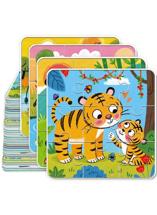 36-Piece DIY Puzzle Set for Kids, Colorful Animal, Dinosaur & Vehicle Jigsaw Puzzles, Montessori Educational Toy for Preschoolers, Fine Motor Skills & Hand-Eye Coordination Learning Game - Image 1