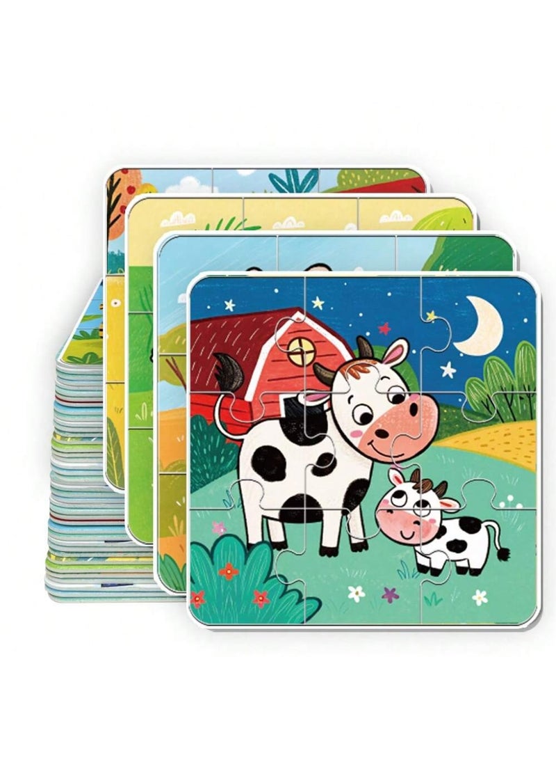 36-Piece DIY Puzzle Set for Kids, Colorful Animal, Dinosaur & Vehicle Jigsaw Puzzles, Montessori Educational Toy for Preschoolers, Fine Motor Skills & Hand-Eye Coordination Learning Game - Image 3