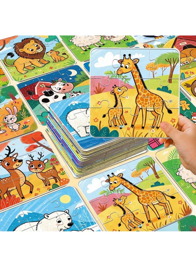 36-Piece DIY Puzzle Set for Kids, Colorful Animal, Dinosaur & Vehicle Jigsaw Puzzles, Montessori Educational Toy for Preschoolers, Fine Motor Skills & Hand-Eye Coordination Learning Game - Image 4