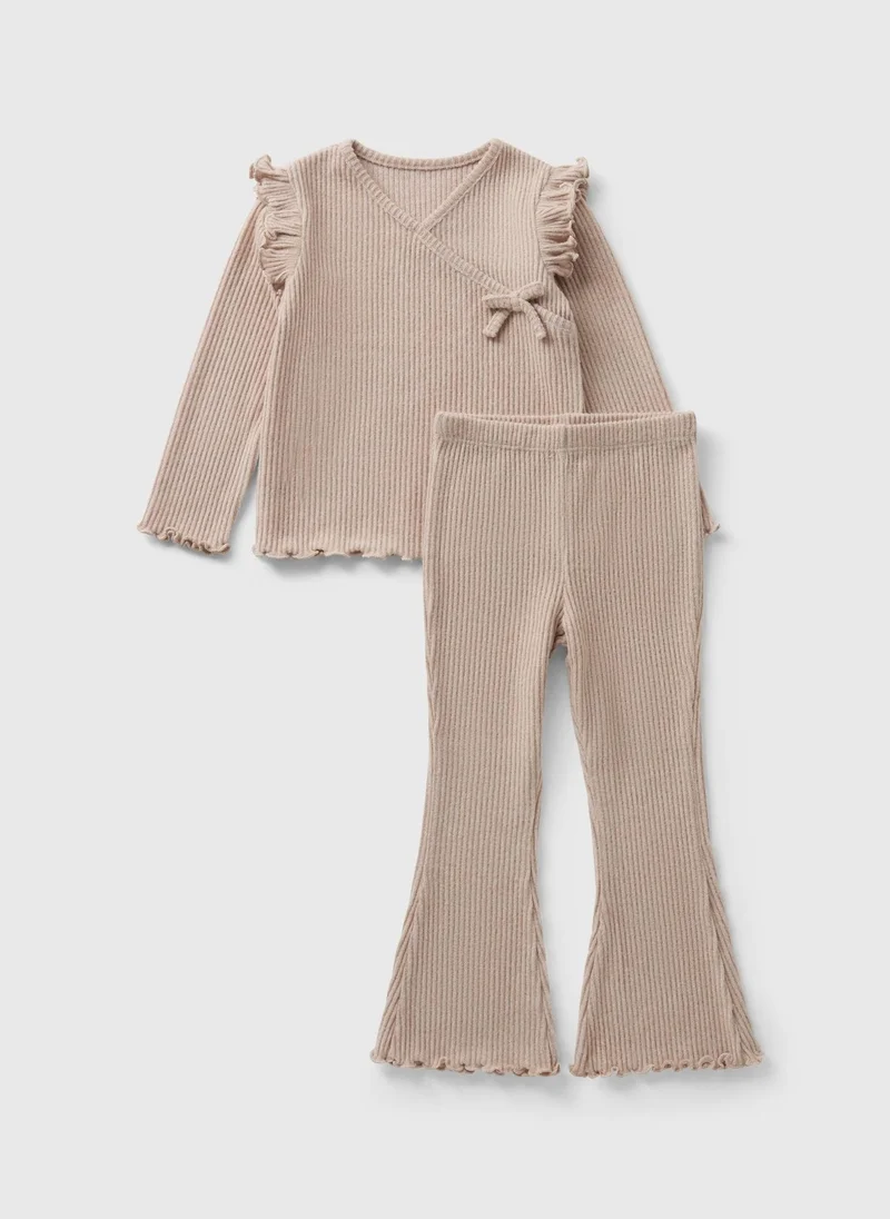 ماتلان طقم بناتي بلوزة وسروال واسع