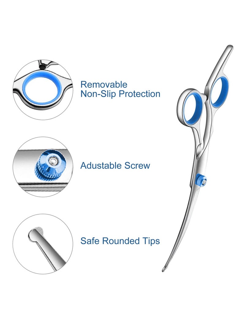 Excefore Dog Grooming Scissors Kit with Safety Round Tips, Heavy Duty Rubber Stainless Steel, Professional Dogs Cats Pets Grooming Shears Set, Thinning Shears, Curved Scissors, Comb - Image 4