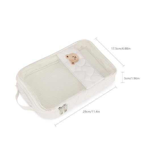 MOMIGO Baby Diaper Bag Organizer Pouches - 2 Pack Waterproof Pod Hanging Diaper Bag Cute Bear Mesh Bag Reusable, Washable or Baby Cloth Diapers - Image 3
