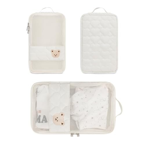 MOMIGO Baby Diaper Bag Organizer Pouches - 2 Pack Waterproof Pod Hanging Diaper Bag Cute Bear Mesh Bag Reusable, Washable or Baby Cloth Diapers - Image 5