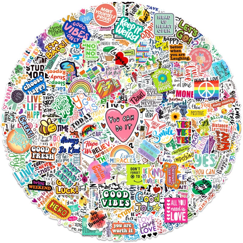 Greingways 300 PCS Inspirational Stickers for Adults, Motivational Water Bottle Stickers for Teens Kids Teachers, Journaling Scrapbook Laptop Positive Quote Vinyl Stickers for Vision Board Supplies - Image 1