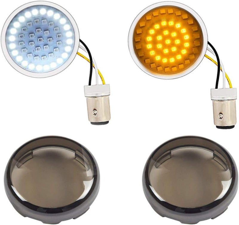 MotoParAcc 1157 Front LED Turn Signal Lights with Smoked Lens Cover - Image 1