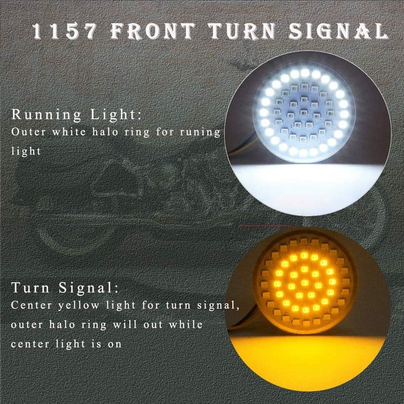MotoParAcc 1157 Front LED Turn Signal Lights with Smoked Lens Cover - Image 3
