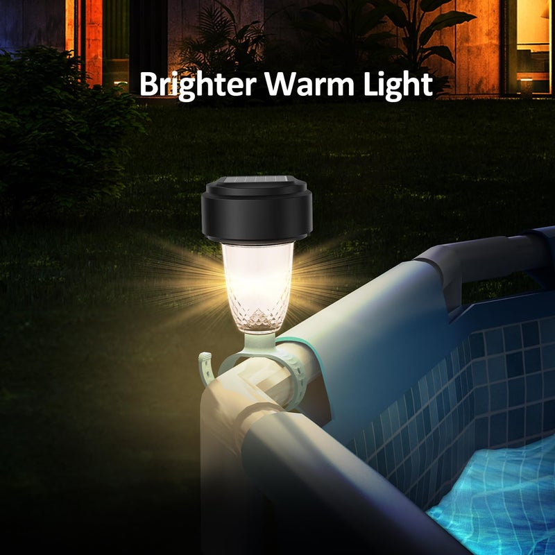 VICHTOP Solar Pool Lights - 3 Pack, Pool Lights for Framed Above Ground Pools, Outdoor Swimming Pool Fence Decoration Accessories, Waterproof LED Pool Solar Lights, Pool Enclosure Lighting Decor - Image 3