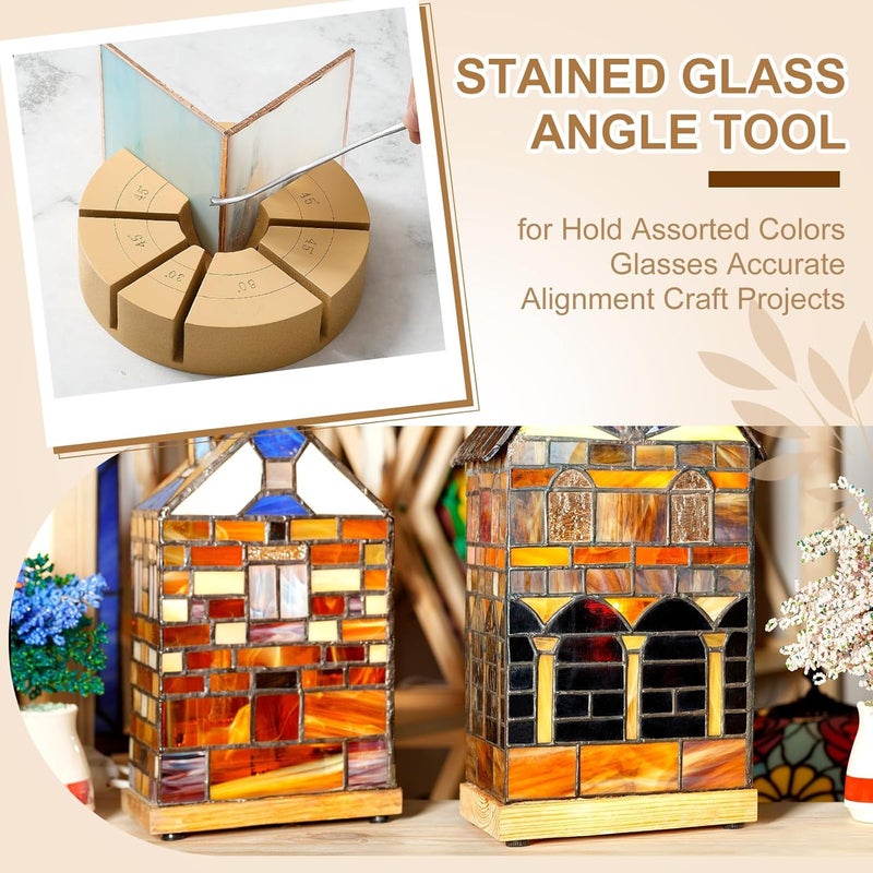 Zonon Stained Glass Angle Tool Stain Glass Supplies Multi-Angle Jig Tool 30°, 45°, 60°, 75°, 90°, 105°, 120°, 135°, 150°, 180°for Hold Assorted Colors Glasses Accurate Alignment Craft Projects - Image 4