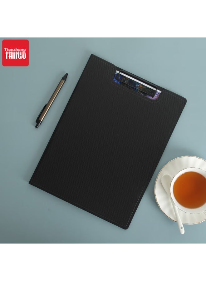 تانجو Tango File Folder Board، لوح أوراق قابل للطي، ملف السكرتير، ملف الاجتماع، لوح المستندات، لوح الكتابة، ملف التمرير، Signature Sales، عمودي سميك ومقوى، أسود - Image 1