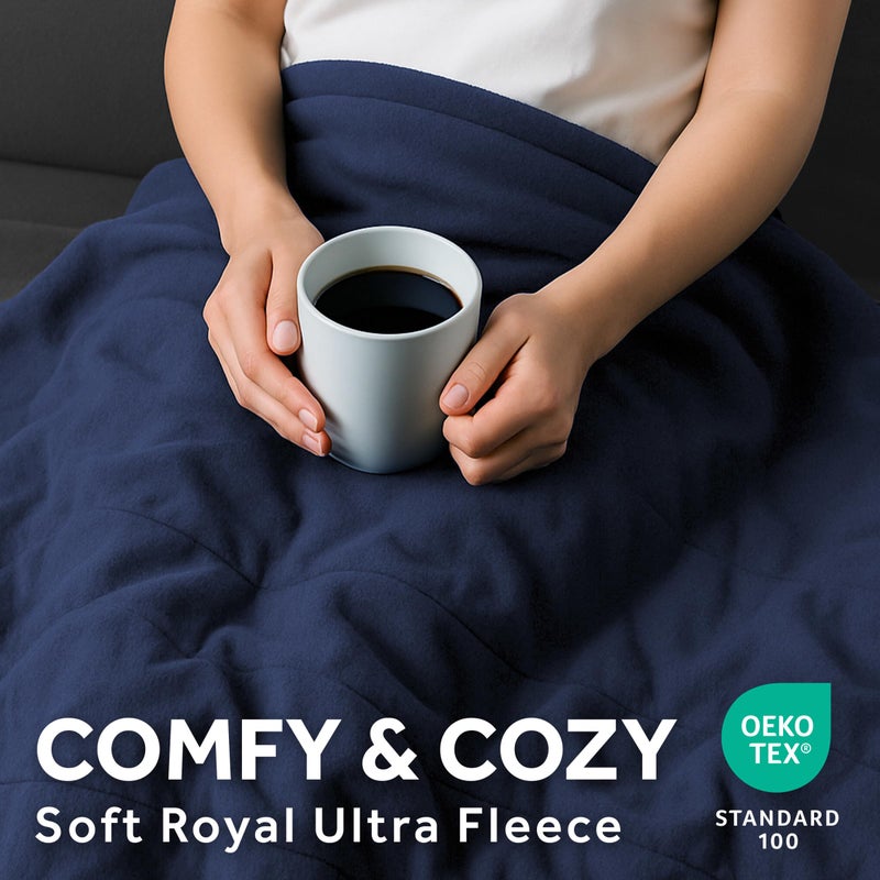 صن بيم بطانية كهربائية ساخنة من Sunbeam Royal Ultra Fleece مقاس كينج 90 بوصة × 100 بوصة 12 إعدادًا للحرارة، إيقاف تلقائي لمدة 12 ساعة، تسخين سريع في الغسالة، قابل للغسل، دافئ ومريح، نيلي - Image 4