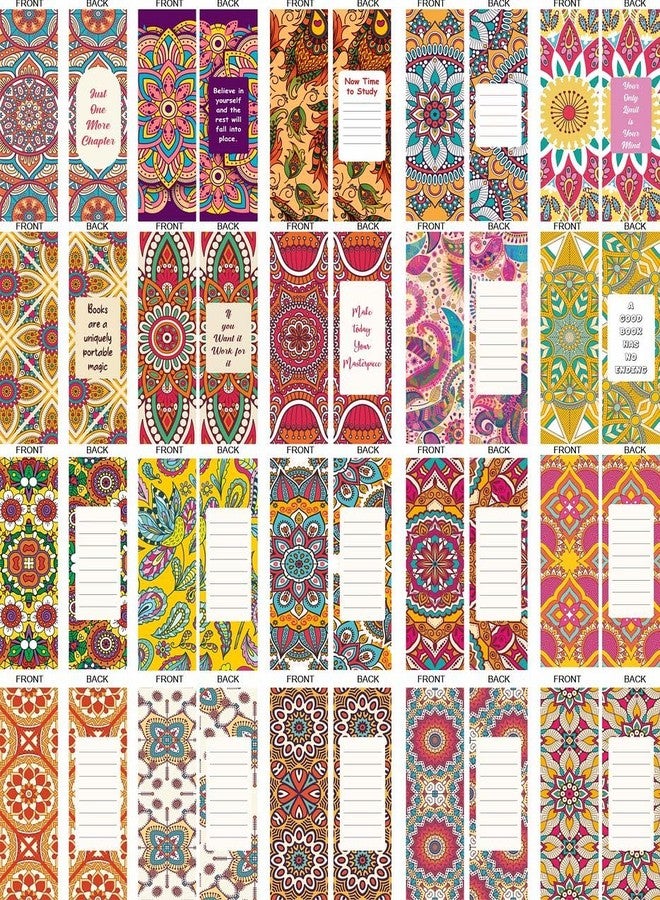 CVANU 100pcs Beautiful Floral Mandala Pattern Printed Bookmark for Books (4.47cm X 15.1cm)_c14 - Image 5