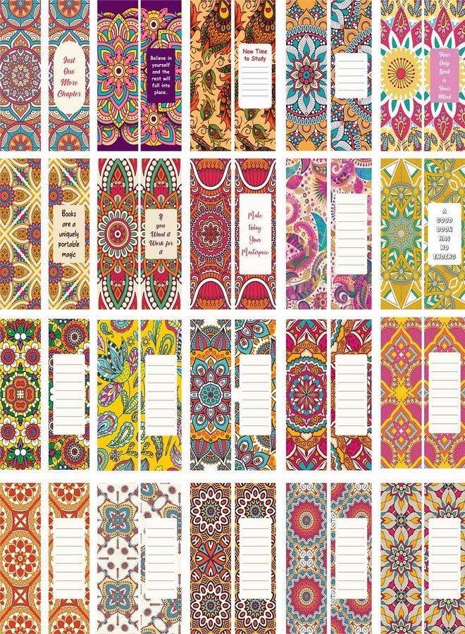 CVANU 100pcs Beautiful Floral Mandala Pattern Printed Bookmark for Books (4.47cm X 15.1cm)_c14 - Image 1