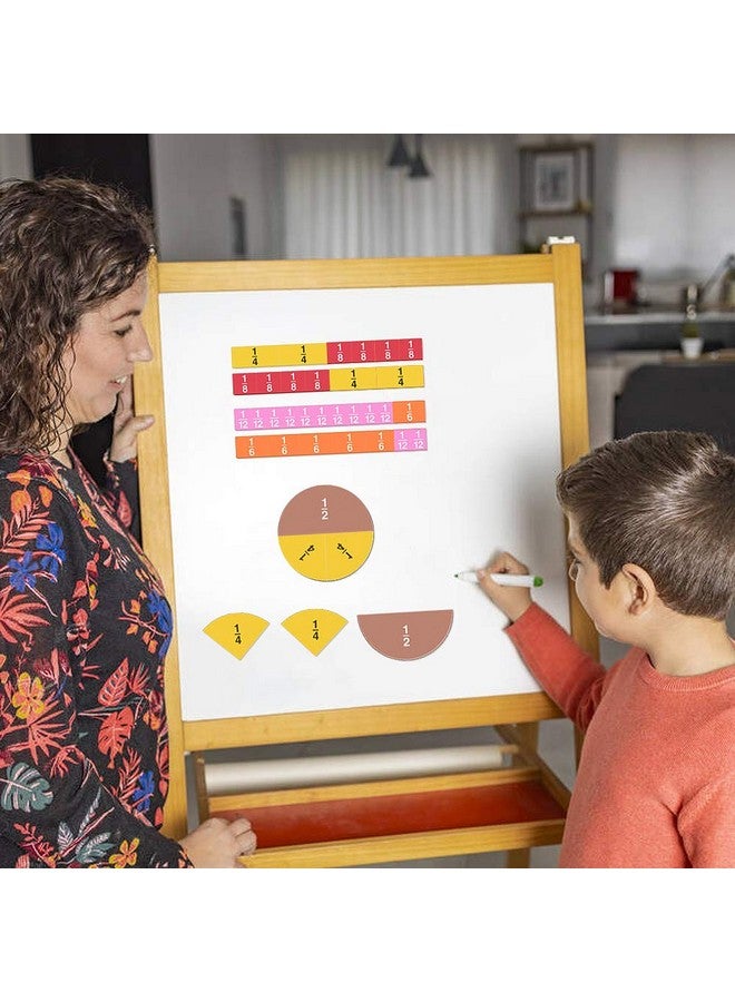 Meetory Magnetic Fraction Tiles & Fraction Circles - Math Manipulatives for Preschool Elementary School Educational Resources Classroom Educational Kit (134 Pack) - Image 3