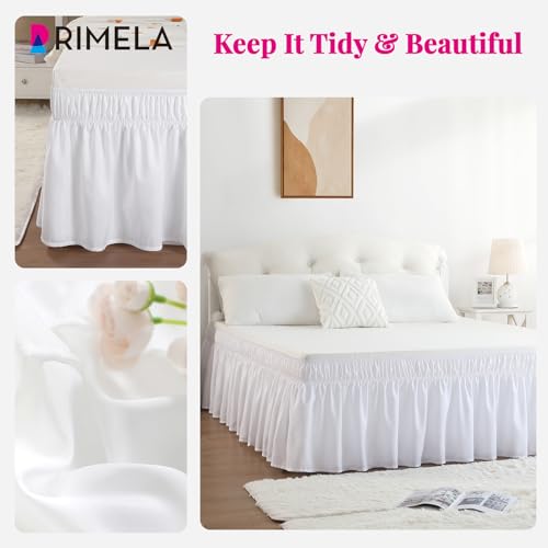 RIMELA White Bed Skirt Queen Size 18 Inch Drop, Elastic Bed Skirting for Bed Base and Frame, Bedding Dust Ruffle Easy to Install, Lightweight Wrap Around Adjustable Bedskirt - Image 4