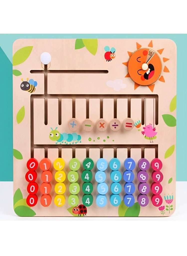 Kids Montessori Wooden Mathematical Calculation Toy, Education Teaching Number Counting Maze Toy for Toddlers, Digital Calculation Math Operation Building Blocks Board  - Image 4